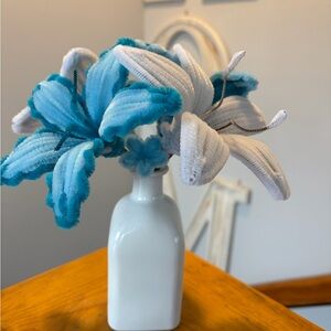Blue and White Faux Velvet Lily Arrangement by Home Accents